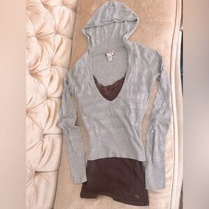 A&F Y2K Abercrombie & Fitch Knit Cropped Hoodie 100% Cotton Early 2000s RARE